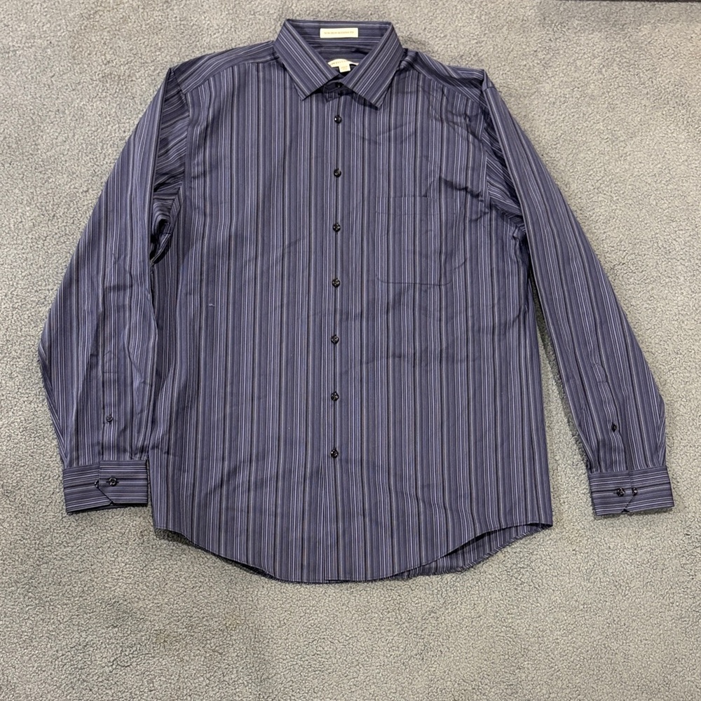 Men's Pronto Uomo Striped Dark Blue Button Down Shirt